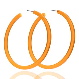 Neon Earrings for Women Acrylic Exaggerated Hoop Earrings Colorful Hoop Earring 80s Party Costume Accessory