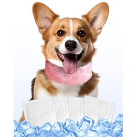 Hosiwei Dog Cooling Collar with Ice Packs - Adjustable Pet Cooling Bandana for Summer, Reusable & Freezable Neck Wrap Scarf for Dogs - Hot Weather Chill Out Accessory