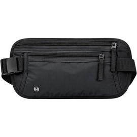 RFID Blocking Money Belt for Travel Hidden Men Women - Ultra-Slim Hidden Waist Pack & Bum Bag, Waterproof Fanny Pack Money Bags for Passport, Cash, Phone & Cards (Black)