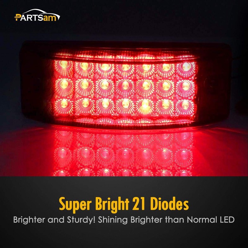 Partsam 2Pcs Red 6" LED Rectangle Side Marker and Clearance