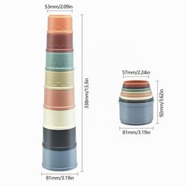 JINTANG 8 Pieces Stacking Cups for Rabbits, Bunny Nesting Toy, Stackable, Rabbit Food Toy for Small Animals Rabbits (Colour Morandi)