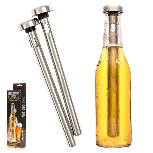 Malayas - 2PCS Beer Chiller Stick Instant Portable Stainless Steel Beer Drink Bottle Cooling Stick,Best for Home Bar, Party, Outdoor BBQ, Men Favorites