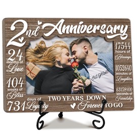 Ogleqoo Happy Anniversary Picture Frame Gifts, 2 Years Anniversary Valentines Gifts for Husband/Wife/Him/Her, Home Office Desk Decorations, Mr and Mrs Gifts-A30