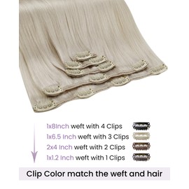 LaaVoo Extensiones de Pelo Humano con Clip Invisible Extensiones de Cabello Natural con Clip Rubio Extensiones de Pelo Real con Clip Cabeza Llena 20Pulgadas 5Piezas 80Gramos