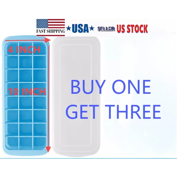 4PC-96pcs Silicone Ice Cube Tray with Lid - Multi-Functional, Easy