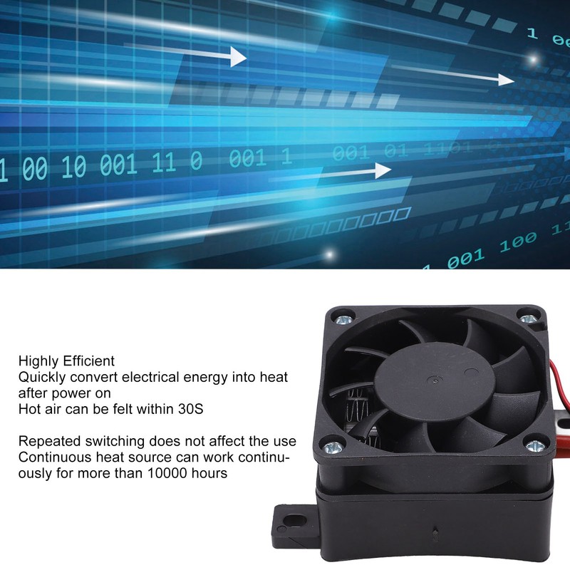 PTC Fan Heater DC12V 50W Constant Temp Heating Insulated Mini