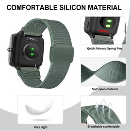 VELULYX Nylon Magnetic Band Compatible Veryfit Smart Watch IDW19/IDW13/IDW16/IDW18, 22MM Band Elastic for Gloryfit P66/P66D/P72/P95, TUYOM LW36, H1/D1,T50S, Y6, YB54, G39, AGPTE LW11