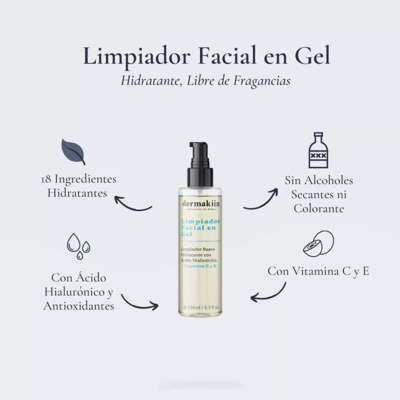 Dermakiin Limpiador Facial Antiedad En Gel Con Antioxidantes