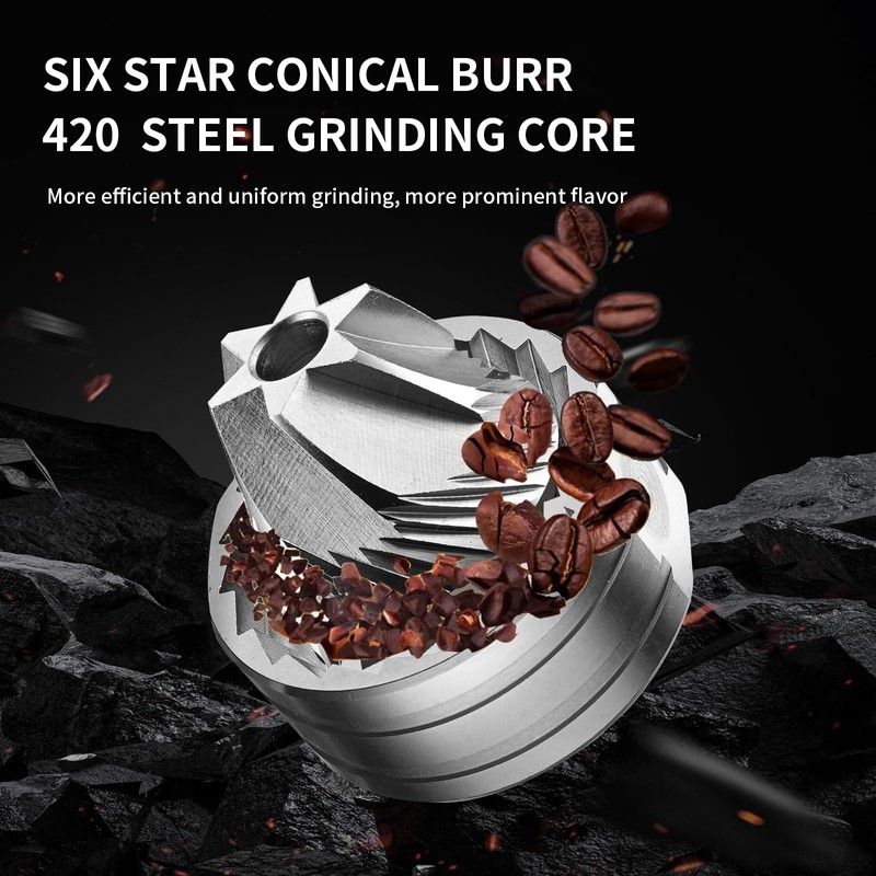 Manual Coffee Grinder with Foldable Handle, Conical Burr Coffee Grinder