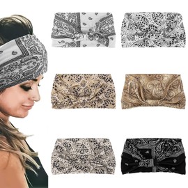 Adorila 6 Pack Headbands for Women Wide Boho, Women's Hair Band Turban Workout Hairband, African Style Head Bands Hair Accessories