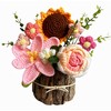 LOEVEN Crochet Flowers, Sunflower Tulip Rose in Wooden Basket, Crochet