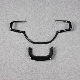 RQING Fit for Dodge 2023 2024 2025 Ram 1500 Wheel Steering Trim Panel Cover Trims (Carbon Fiber Pattern)