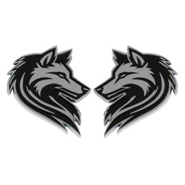 Wolf Emblem, Husky Dog Custom Badge 3D Decal Sticker, Durable Weatherproof Exterior Trunk Hood Fender, Car Truck SUV (Set of 2) (Chrome)