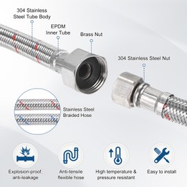 M METERXITY 2-Pack 31 Inch Faucet Hose Connector, 9/16" x G1/2 Female Thread Connector Braided Stainless Steel Water Supply Line for Bathroom/Kitchen, Faucet Supply Lines