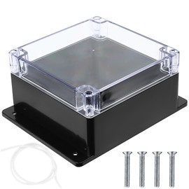 1 Pcs IP65 Waterproof Junction Box Outdoor, Electronics Project Box, ABS Plastic Weatherproof Electrical Box, Clear Cover Junction Box, Electrical Enclosure Case, Cable Connector Box,6.29x6.29x3.54"