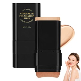 Long-Lasting Concealer Foundation Stick, Face Foundation Contour Stick, Creamy Full Coverage, Lightweight and Long-Lasting (Wheat)