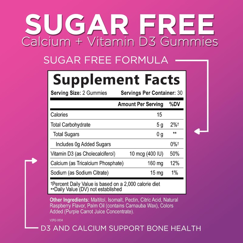 Calcium Supplements for Women - Sugar Free Calcium Gummies with