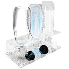 Daily Treasures Acrylic Bottle Holder for 3 Bottles, Drainer with Protective Rings, Unique Water Ripple Acrylic with Water Cover Rack, Kitchen Bottle Holder (Transparent)