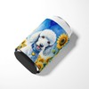 Caroline's Treasures White Poodle in Sunflowers Can or Bottle Hugger