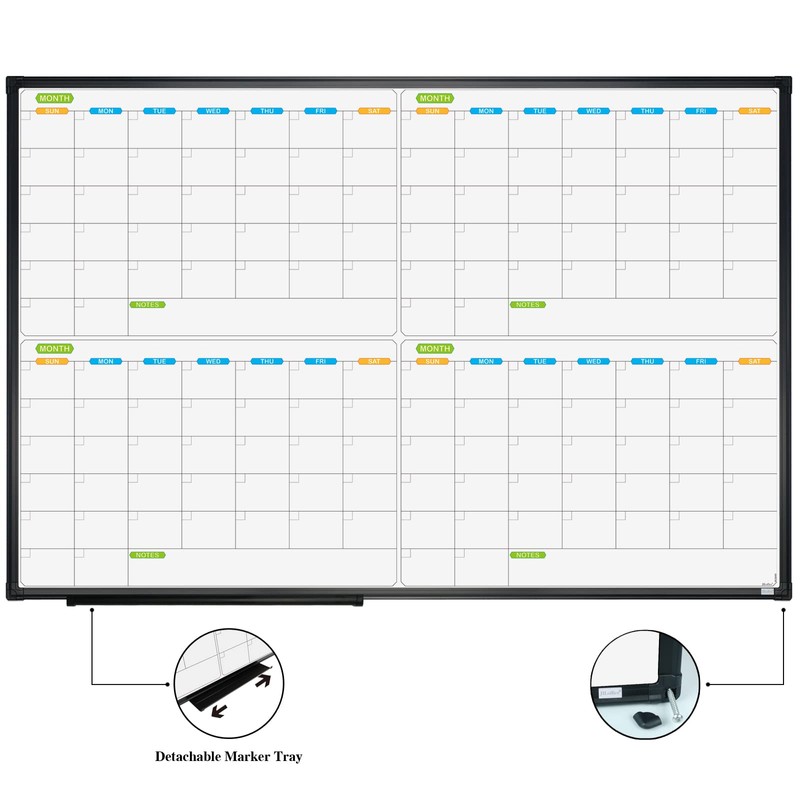 JILoffice Magnetic Dry Erase Calendar Whiteboard, 4 Month White Board