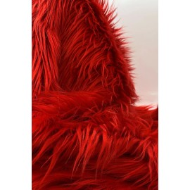 Unbranded Red Mohair Shaggy Faux Fur Fabric By The Yard ( Long Pile ) 60" Wide - 2.5 Yards