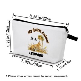 YULUENZE Funny Leopard Makeup Bag Toiletry Zipper Pouch Inspirational Present My Spirit Animal Is A Leopard Cosmetic Bag for Leopard Lovers Women Friends