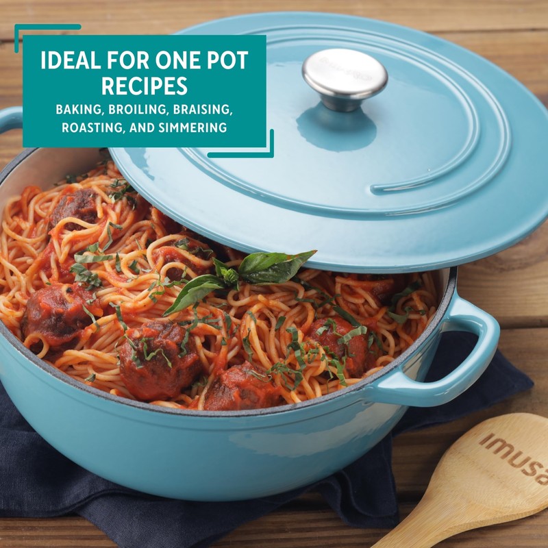 MIRRO 4.8qt Cast Iron Enamel Dutch Oven, Teal