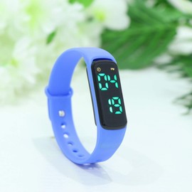 CORHAD Led Smart Wristband Water-Resistant Music Alarm Fitness Tracker for Boys and Girls and Adults Smart Band Notifications and Alarm Features Blue