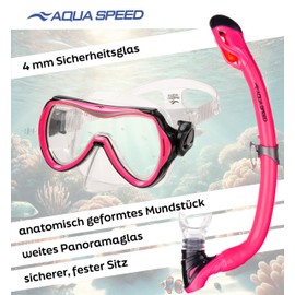 Aqua Speed Alize + Samos Snorkel Set for Children with Mesh Bag and Microfibre Cloth Pink
