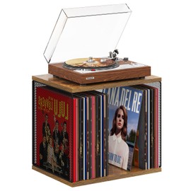 1 Cube Record Holder Turntable-Compatible Desktop,DIY Stackable Vinyl Record Storage 50-70 Records Album Storage Box Cube Wooden Organizer Crate Records Cabinet Record Vinyl Storage