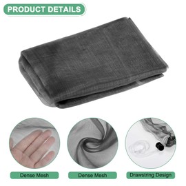 M METERXITY 6-Pack Garden Plant Netting, 3.3 x 3.3 Feet Fruit Trees Bird Netting W Drawstring for Protect Plant Flower from Bird Eating Blueberry Bush Netting Cover [Black]