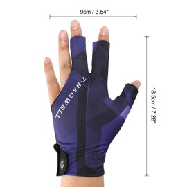 PATIKIL 3 Finger Pool Glove Left Hand, Billiard Gloves Pool Cue Accessories for Shooter Carom Pool Snooker Cue Sport, Black Purple