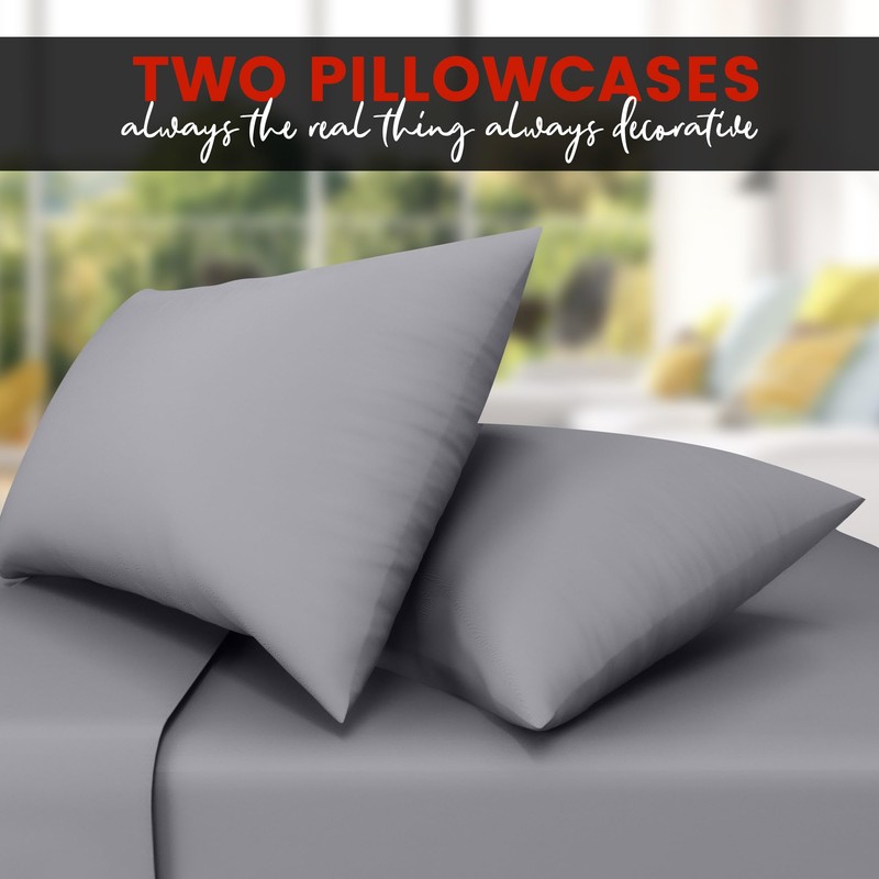 HOME ACE Non Iron Percale Standard Pillowcases 2 Pack Grey,