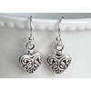 Little Etched Silver Heart Dangle Earrings Love Romance. Jewelry Earrings