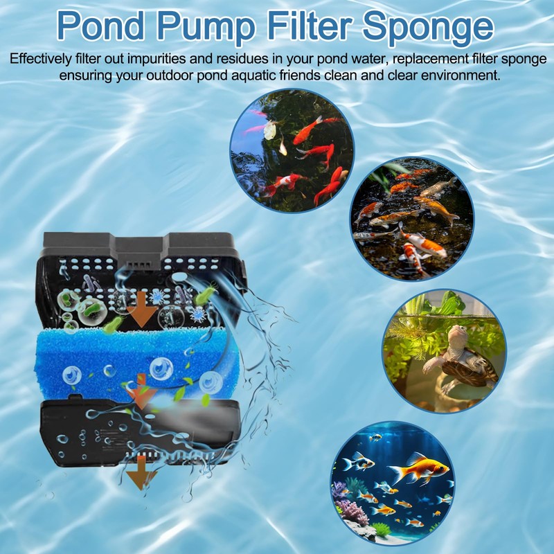 BZTT Pond Pump Filter Sponge 660 GPH Fish Pond Filter