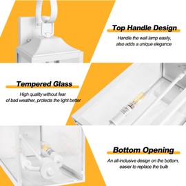 Yolsunes 19" White Outdoor Wall Lantern 2-Light, Large Modern Wall Sconce Light Fixture, Industrial Porch Light with Glass, Waterproof Farmhouse Exterior Lamp