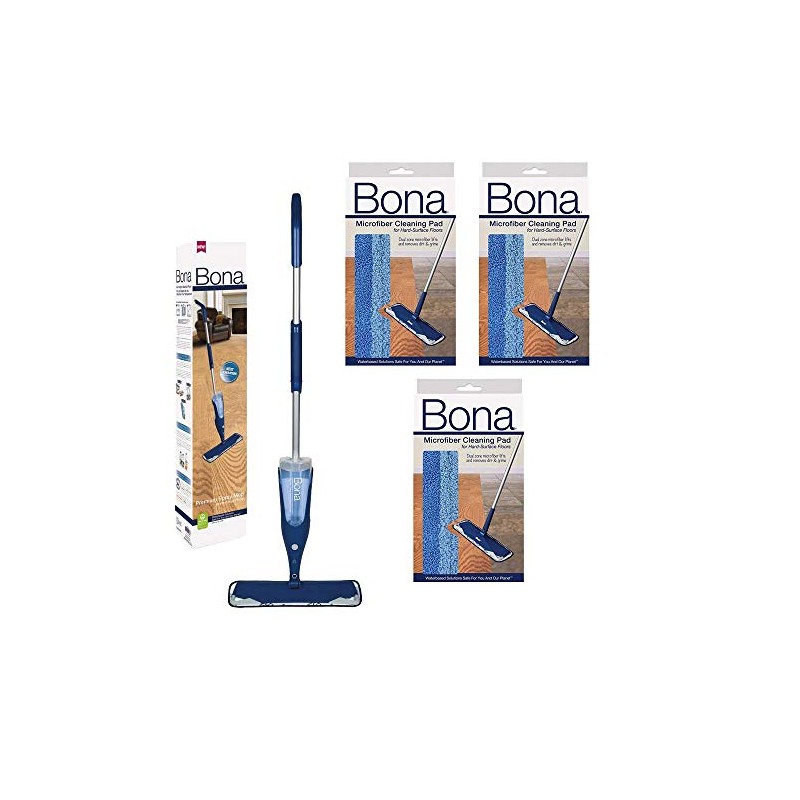 Bona Hardwood Spray Mop with 3 Bona Microfiber Pads