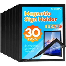 YixangDD 30 Pack Magnetic Sign Holder 8.5 x 11,Self-Adhesive Magnetic Wall Mount Sign Holder , Magnetic Document Holder for Wall Window Office Poster Store