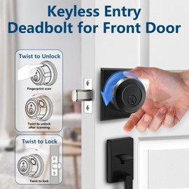 GeekTale Smart Door Lock Deadbolt, Fingerprint Deadbolt Door Lock with App, Twist to Lock & Unlock, Smart Lock for Front Door
