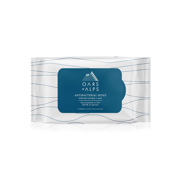 Oars + Alps Hand Sanitizer Wipes, Antibacterial, Made with Aloe and Vitamin E, 25 Count