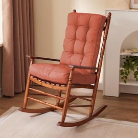 IPYNBAP Rocking Chair Cushion, Waterproof and Fade-Resistant Patio Chair Cushions, Tufted Chair Pads for Rocker Furniture, 17x17 Inch, Indoor/Outdoor Seat Cushions with Ties, Spice