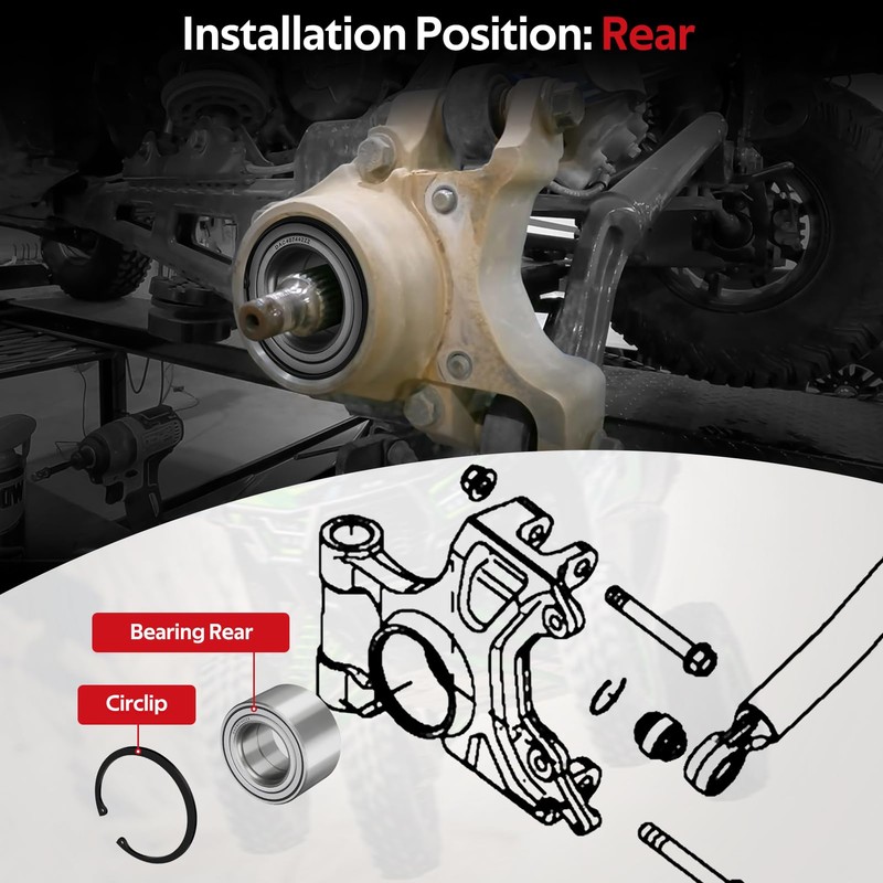 2 Pcs Wheel Bearing Kit Rear for Kawasaki Teryx KRX