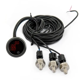 12V Solenoid Valve Air Ride Suspension manifold valve with remote controller 0-200psi, equipped with three display air pressure gauge red