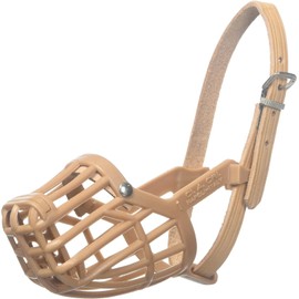 OmniPet Leather Brothers Italian Basket Dog Muzzle, Adjustable Secure Fit, Comfortable Design, Training and Safety, Averts Biting, Prevents Chewing and Scavenging, Perfect for Grooming - Tan, Size 3