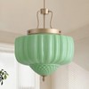 Blhxian Green Milk Glass Pendant Light,14" Brass Chandelier,Ceiling Light Fixture