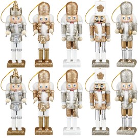 10 Pcs Christmas Nutcracker Ornaments Wooden Nutcracker Hanging Decorations 5 Inch Tall Nutcracker Figures Nutcracker Christmas Decorations Nutcracker Soldiers for Figures Puppet Toy (Novel Style)