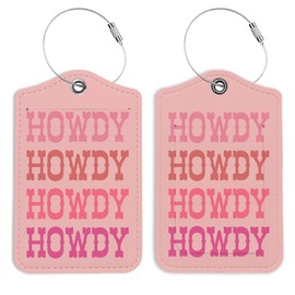 LARTSFRO Pink Cowgirl Luggage Tags for Suitcases, Howdy Sign, Preppy Coquette Luggage Tag, Back to School for Students, Trendy 2 Pack Luggage Tags for Travel, Teen Girls Gifts Suitcase Tags