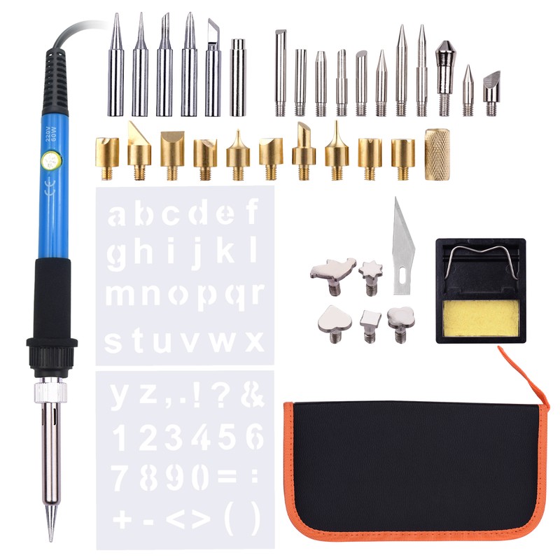 39 Pieces Wood Burning Tool Kit Pyrography Pen Adjustable Temperature