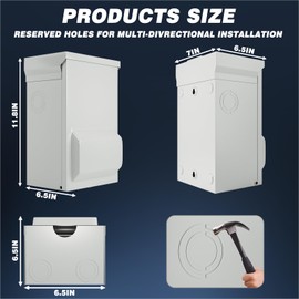50 Amp Generator Power Inlet Box with Cord, NEMA SS2-50P Power Inlet Box, 125/250V, 7500W, Pre-Drilled Weatherproof Outdoor ETL Listed Generator Receptacle for 4 Prong Generator Cord