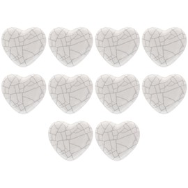 ETHNICITI Pack of 10 Heart White Crackle 40mm Ceramic Door Knobs Vintage Shabby Chic, Wardrobe Cabinet Cupboard Drawer Interior Furniture Pulls Handles Bedroom Dresser Lounge Kitchen